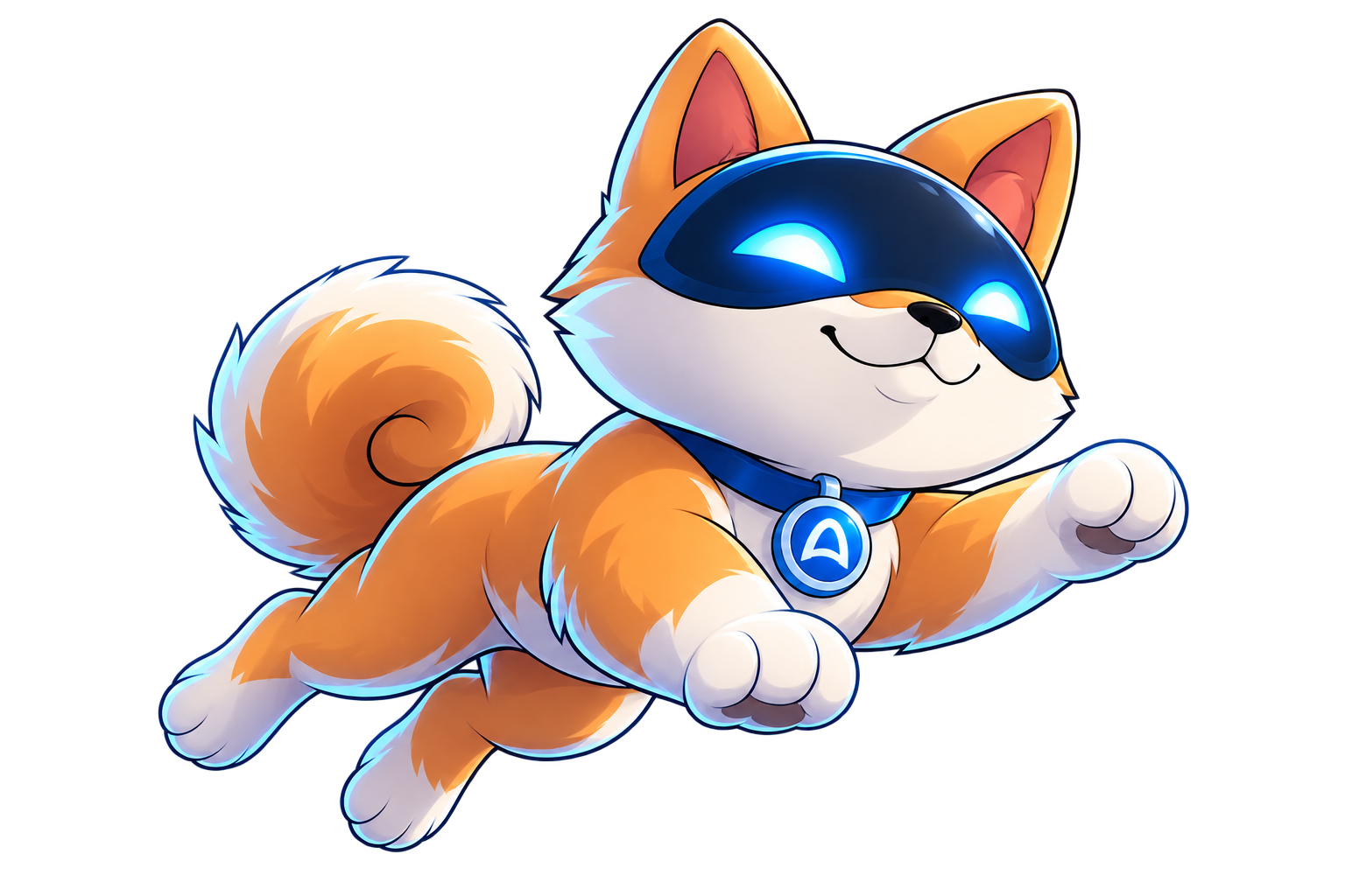 ARCI leaping forward with electric blue light on his fur
